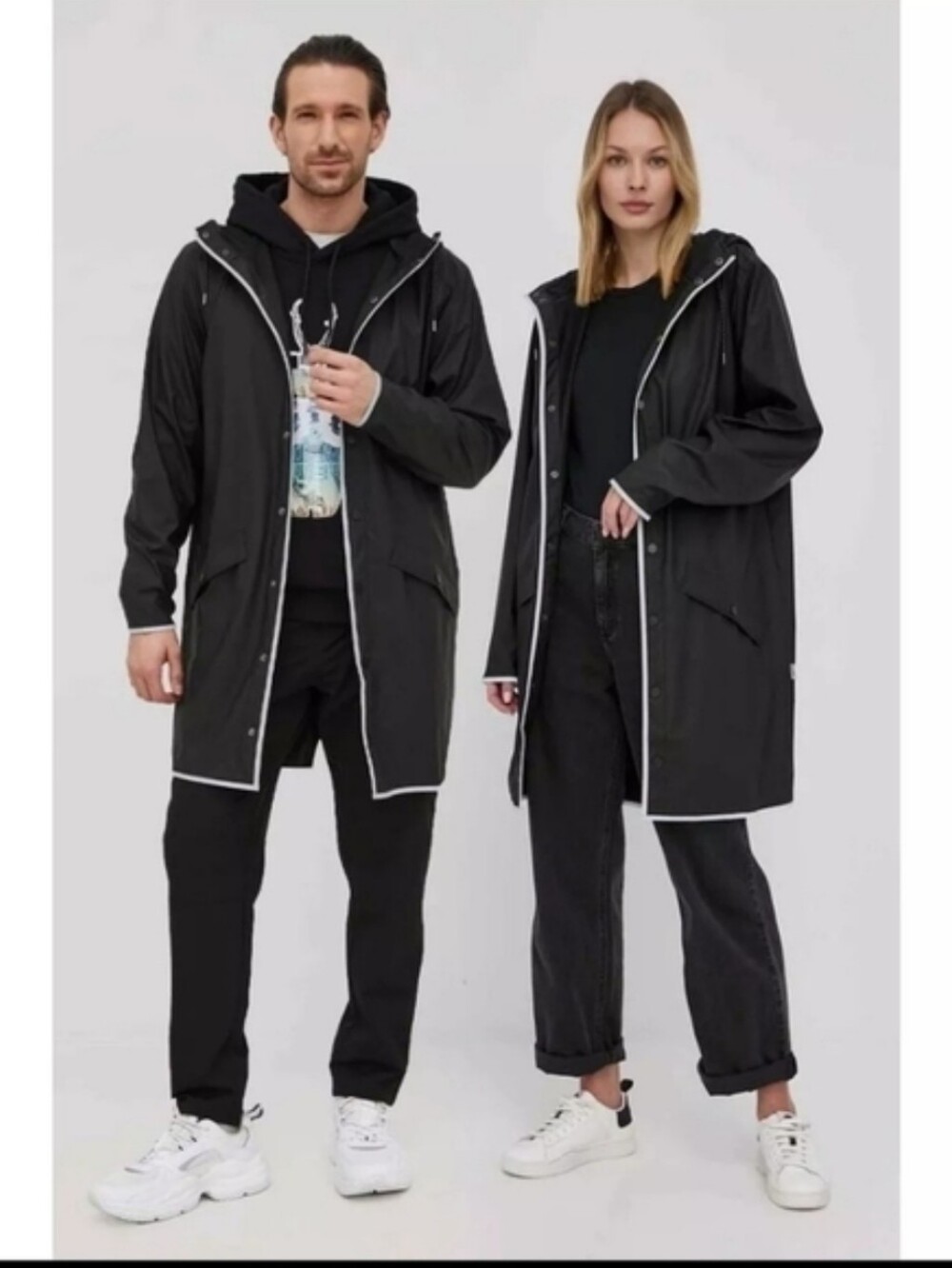 Rains Rains Long Rain Jacket Reflective in Black $140 Retail
